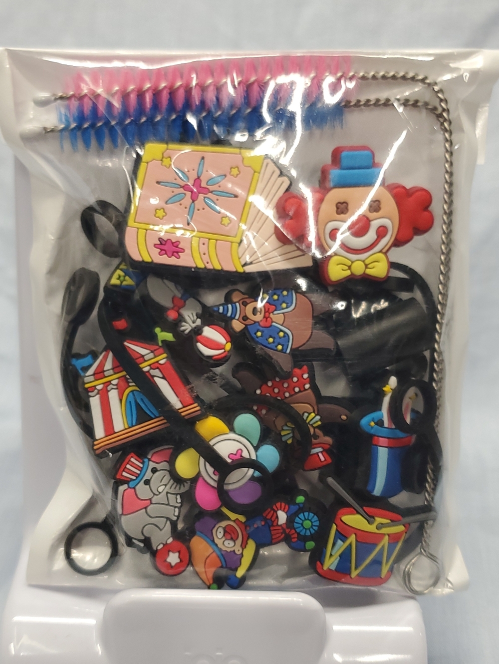 Kids Multicolor Circus Charm Straw Toppers - Unbranded